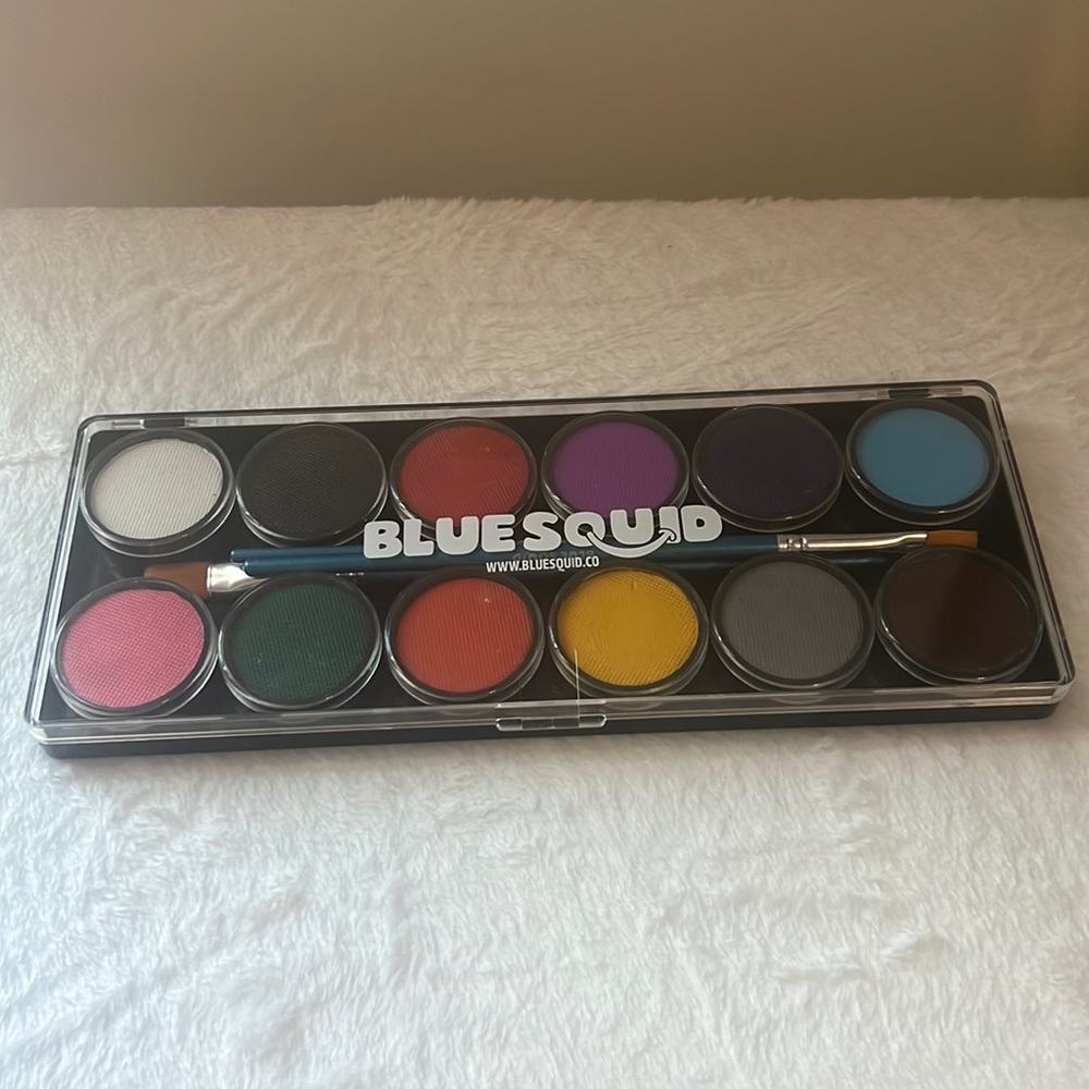Blue Squid Face Paint Kit for Kids – 12 Color Palette,